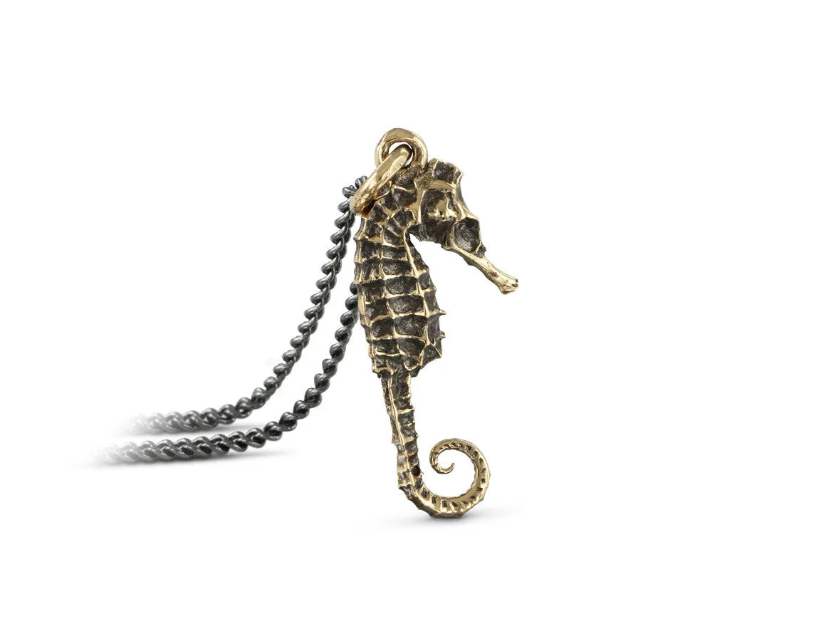 Small Seahorse Necklace - Bronze