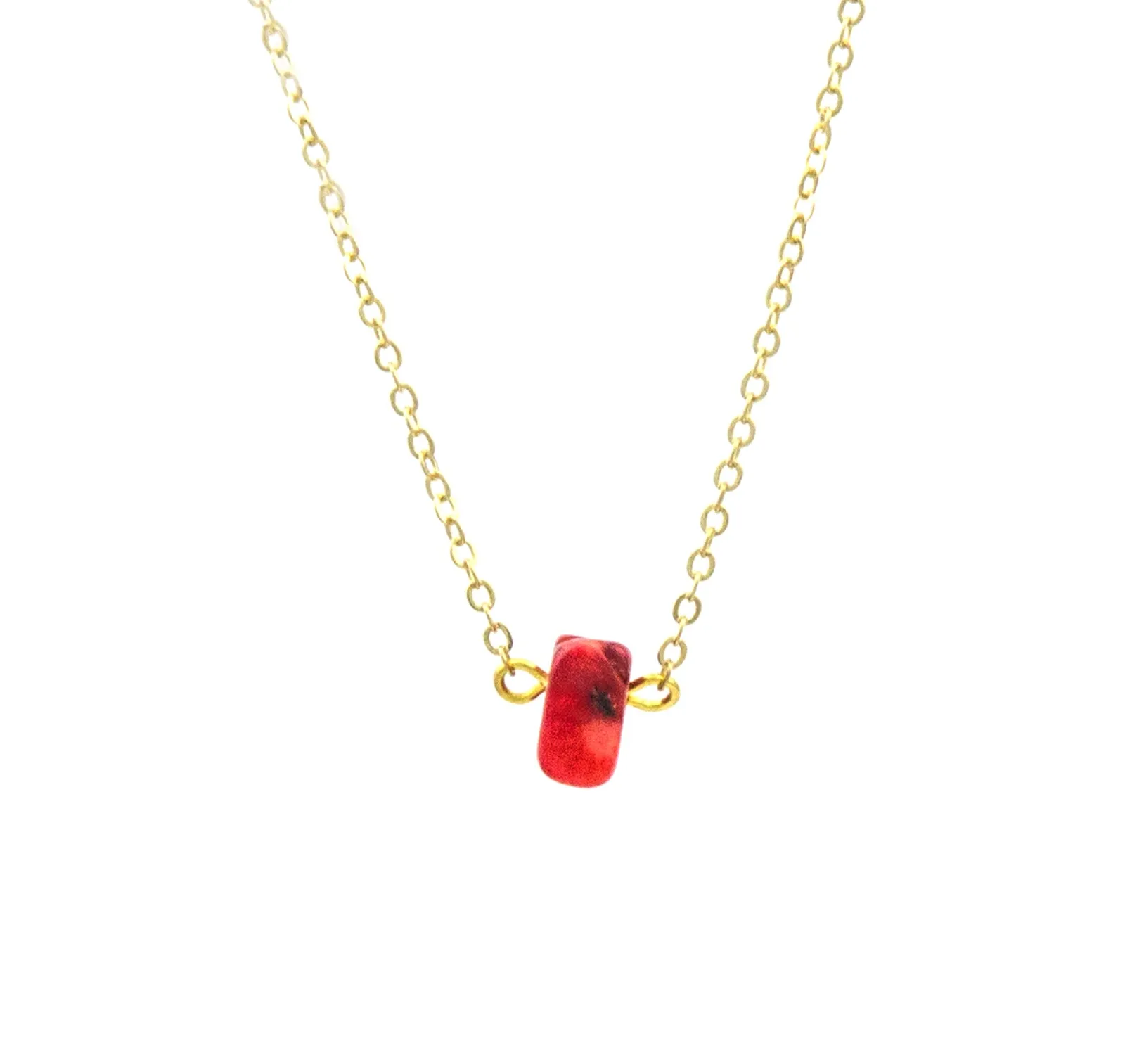 Small Stone Necklace with Gold Plated Chain