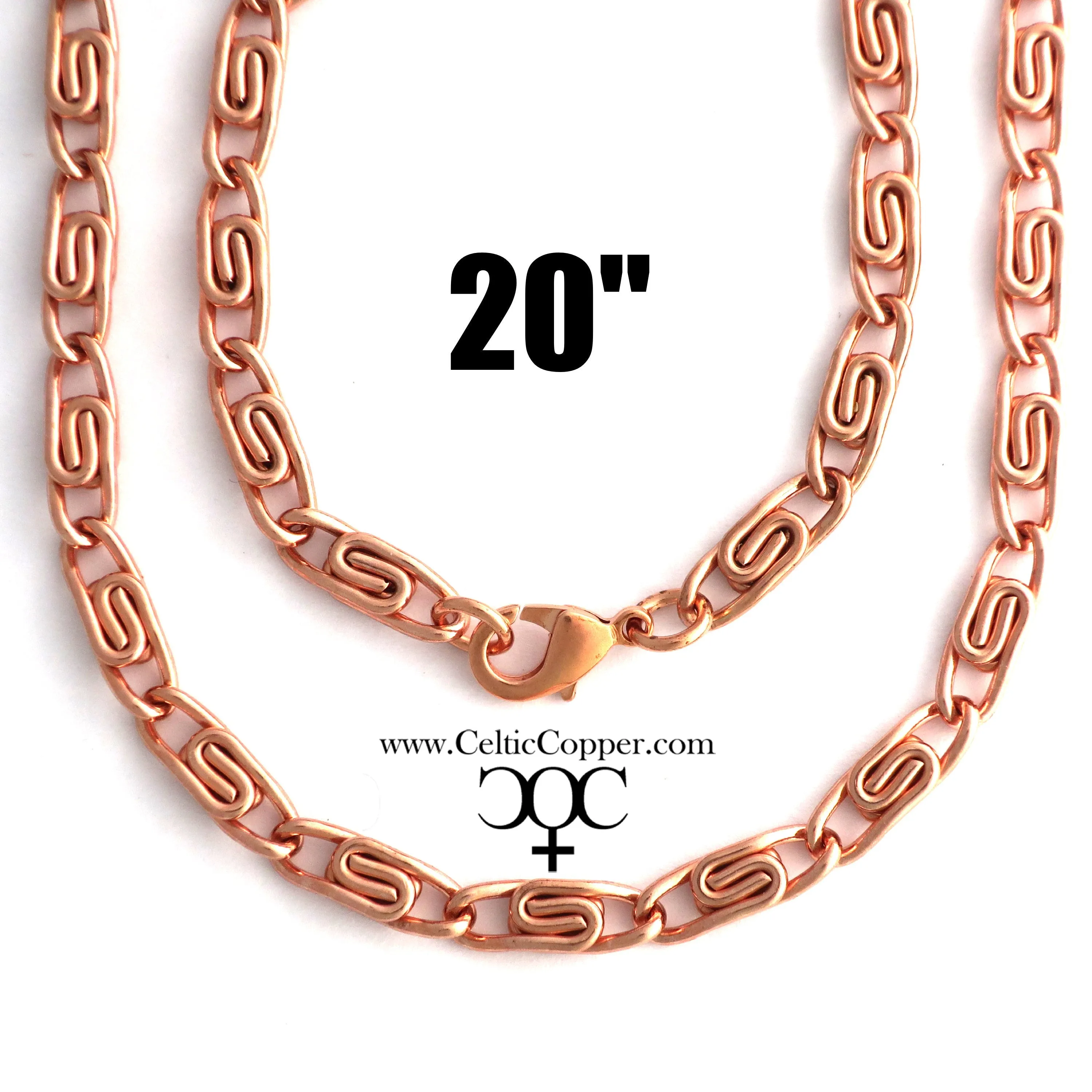 Celtic Scroll Medium Copper Necklace - Solid Copper 5mm Chain, 20-Inch, NC66