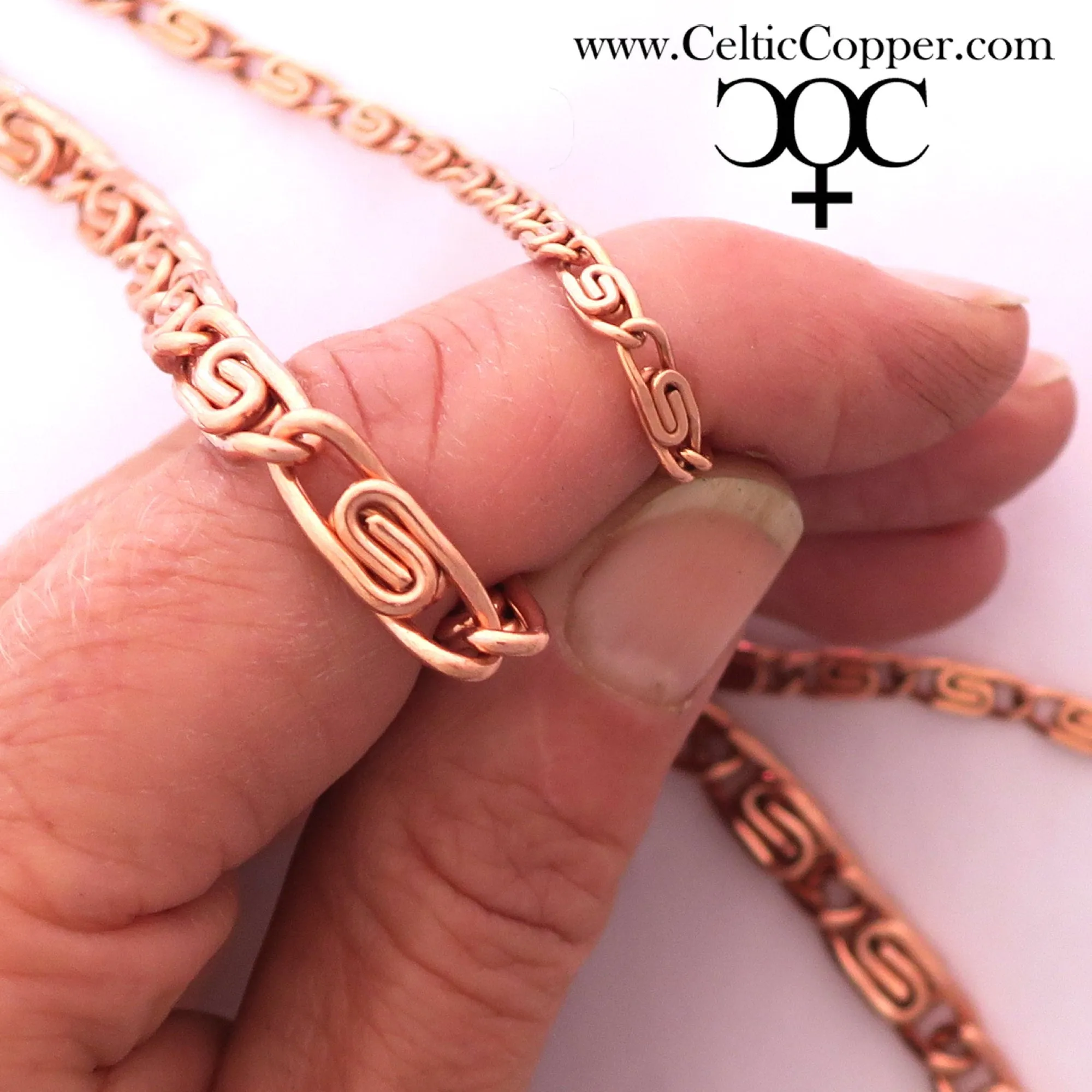 Celtic Scroll Medium Copper Necklace - Solid Copper 5mm Chain, 20-Inch, NC66