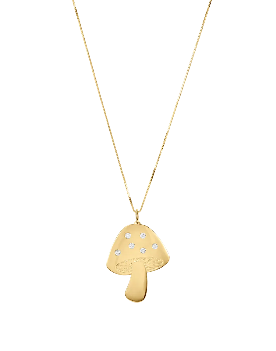 Solid Gold Mushroom Necklace