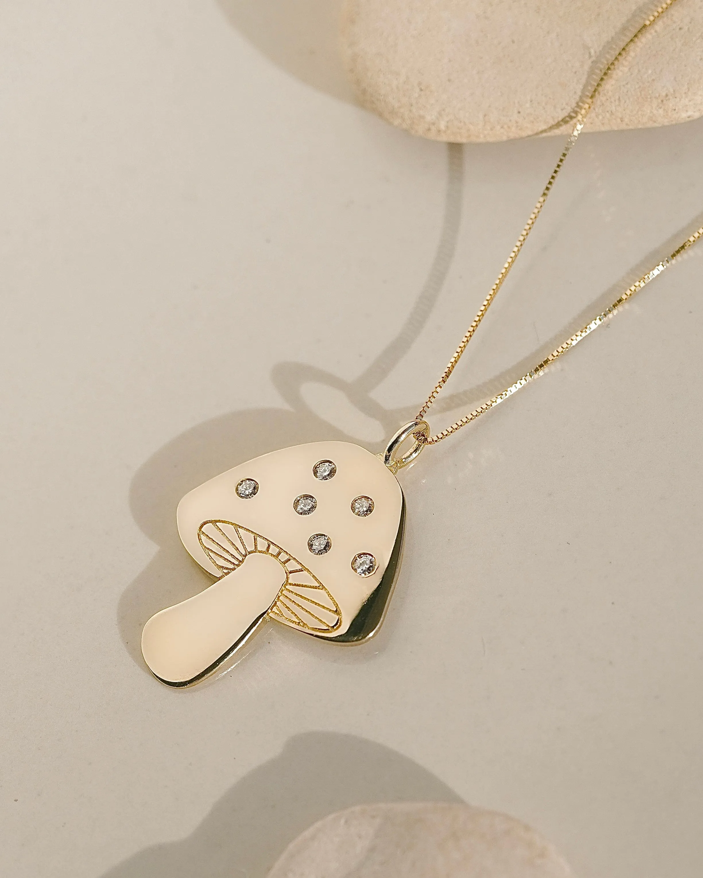 Solid Gold Mushroom Necklace