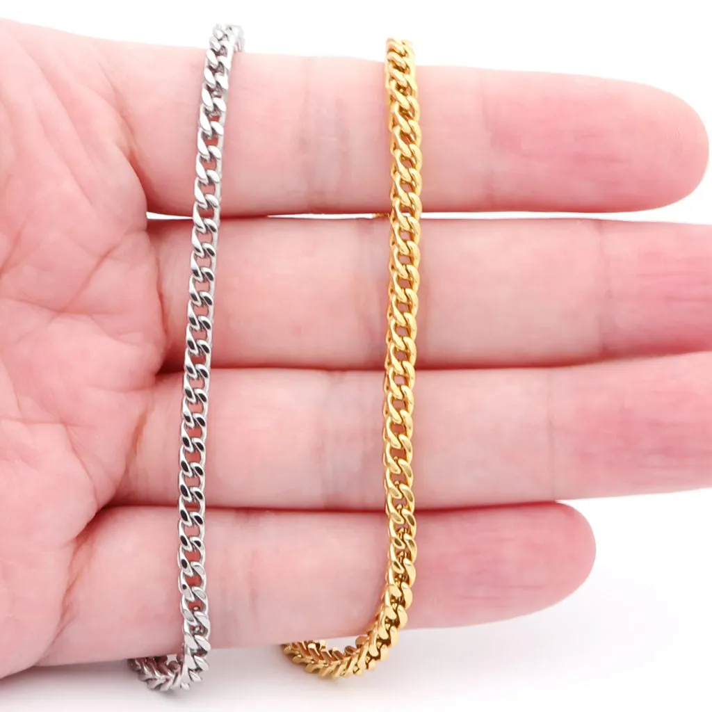 Stainless Steel 3mm Square Franco Link Chain Necklace