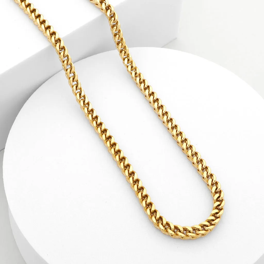 Stainless Steel 3mm Square Franco Link Chain Necklace