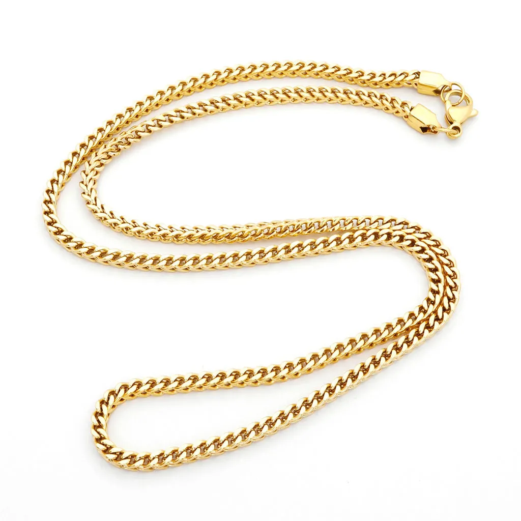 Stainless Steel 3mm Square Franco Link Chain Necklace