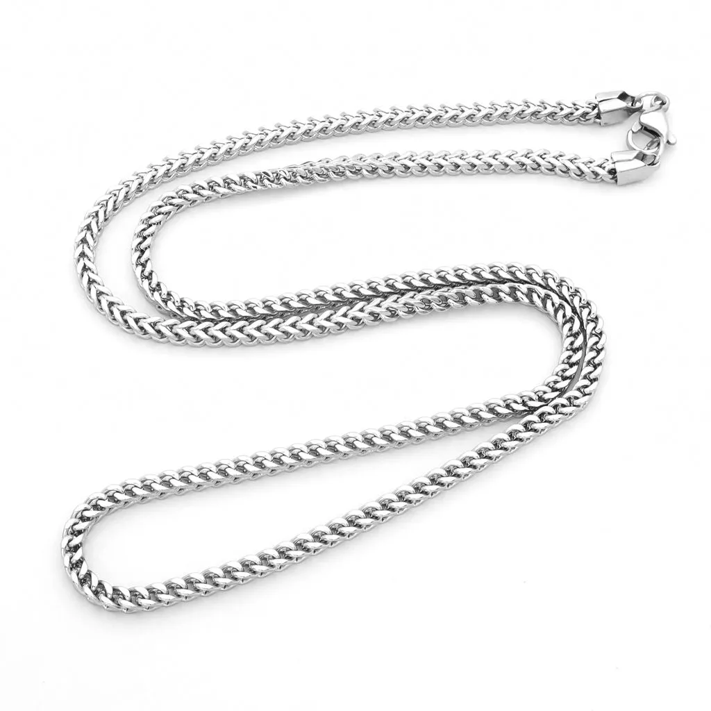 Stainless Steel 3mm Square Franco Link Chain Necklace