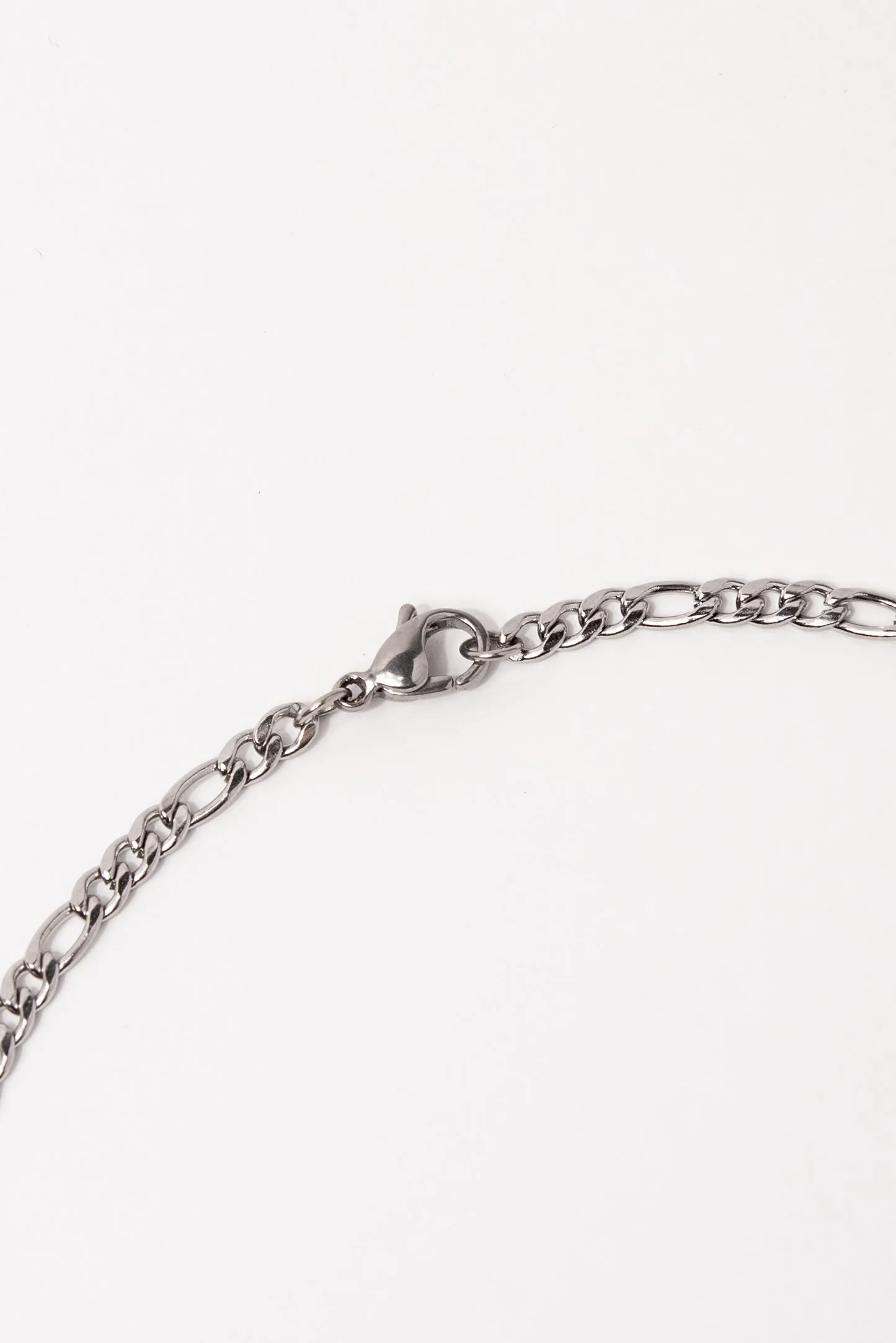 Stainless Steel Figaro Chain Necklace with Angel Wing Pendant