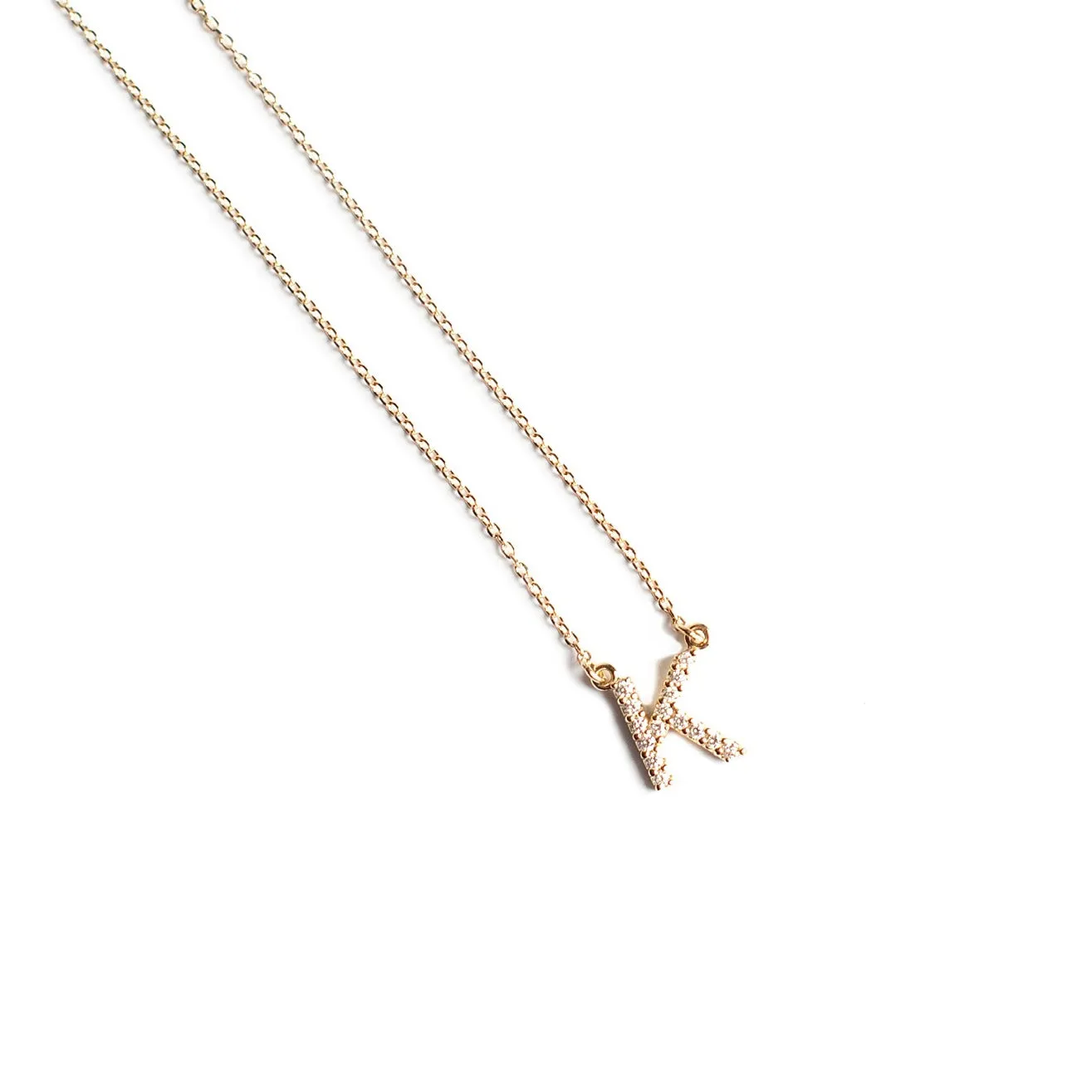 stationary diamond initial necklace