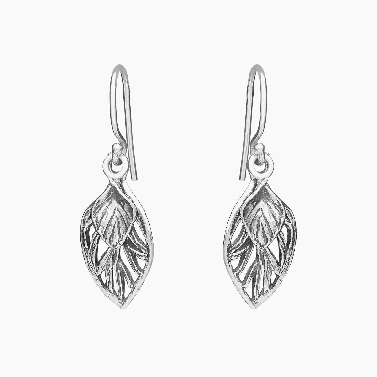 Sterling Silver Double Leaf Earrings