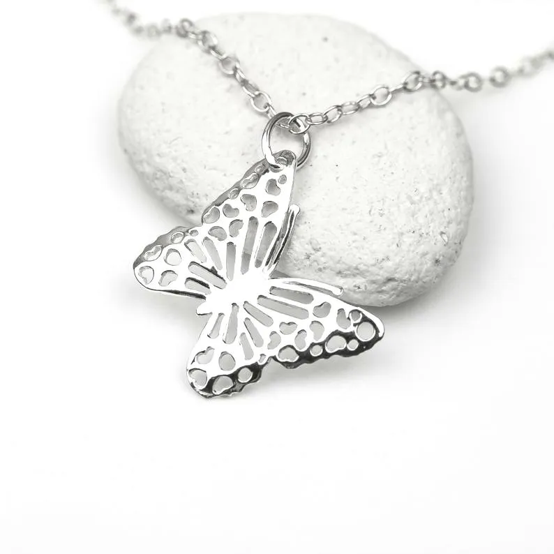 Sterling Silver Filigree Butterfly Necklace