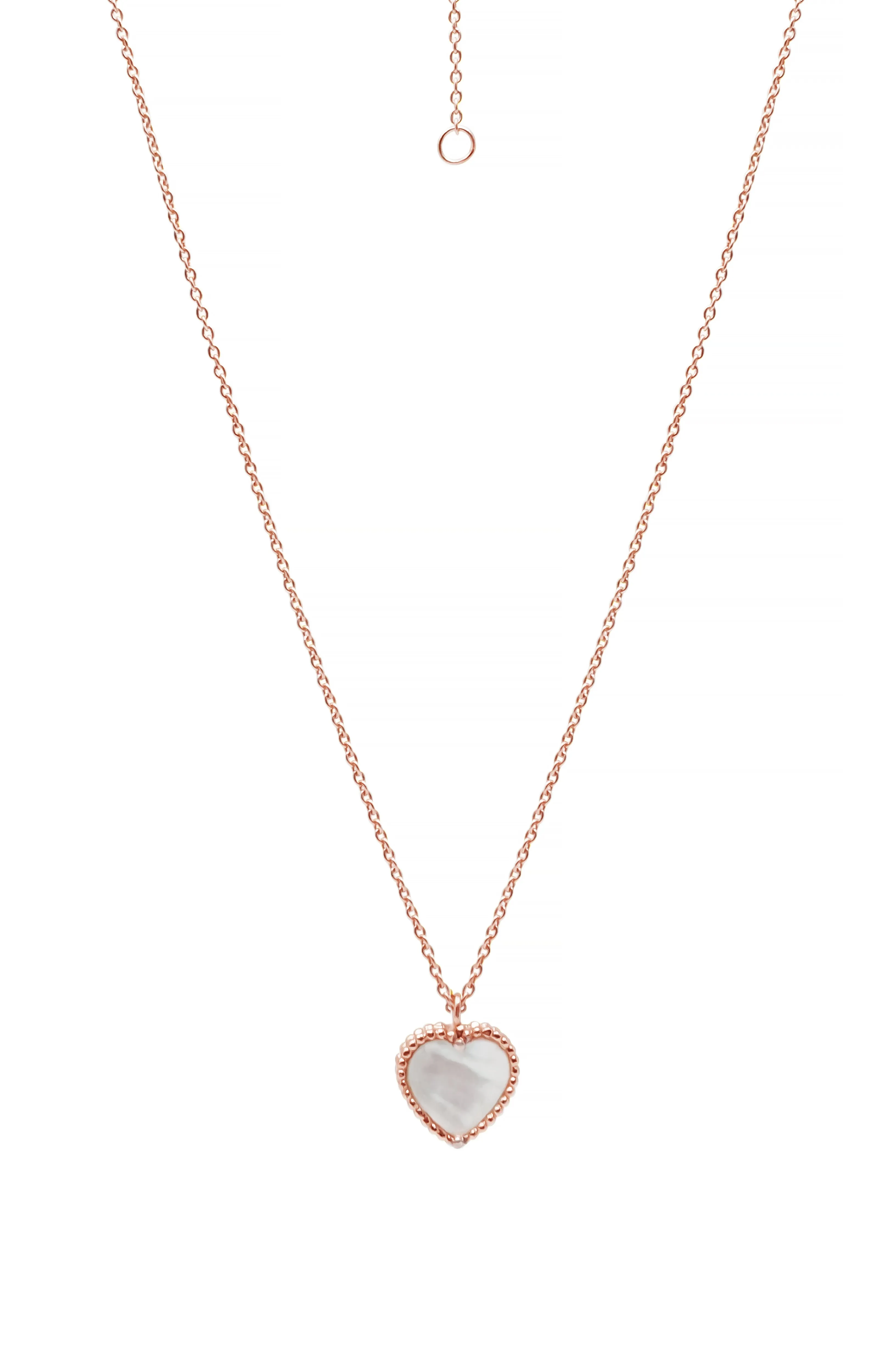 Sweet Heart Mother Of Pearl Gold Plated Sterling Silver Chain Pendant