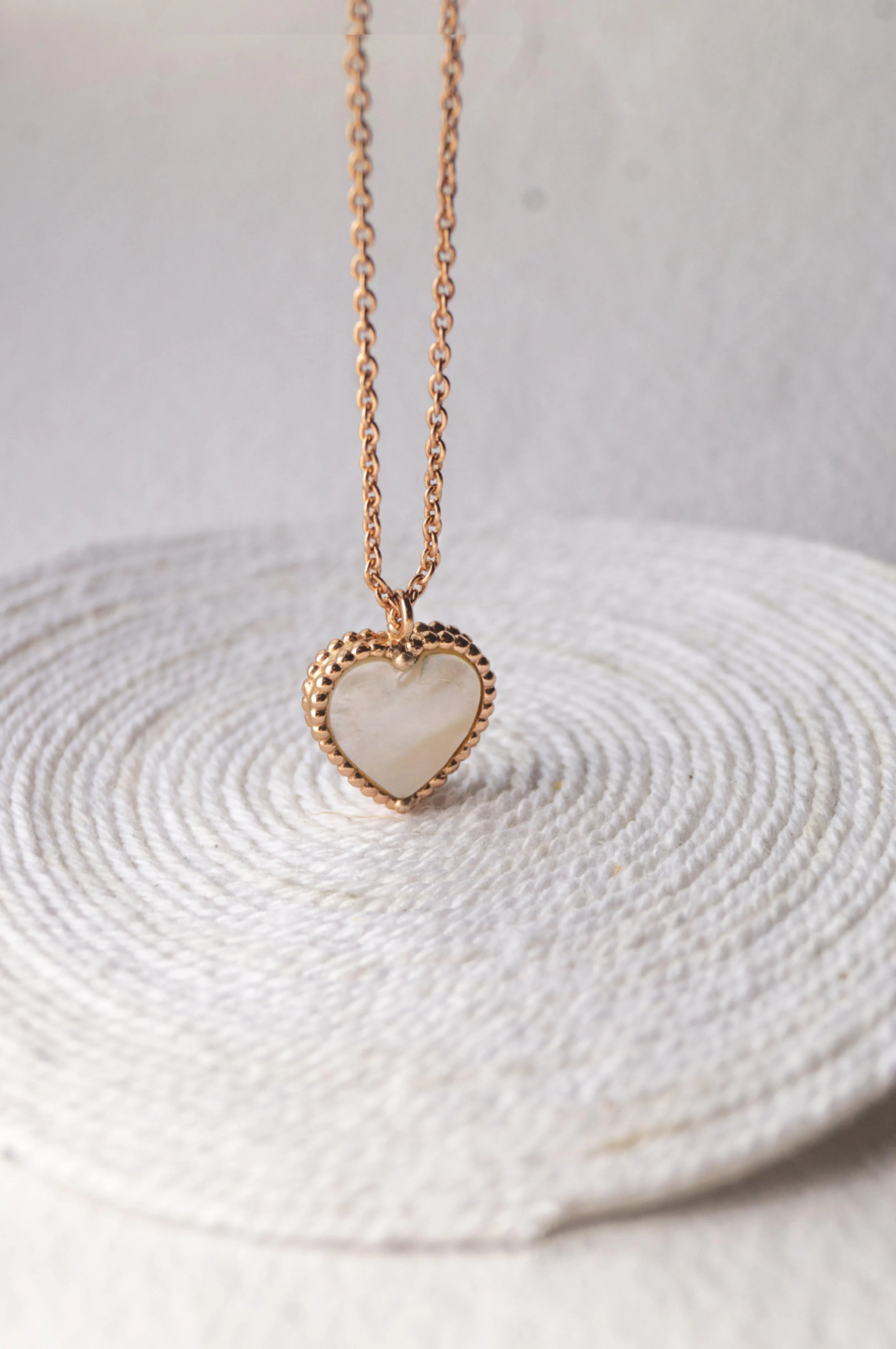 Sweet Heart Mother Of Pearl Gold Plated Sterling Silver Chain Pendant