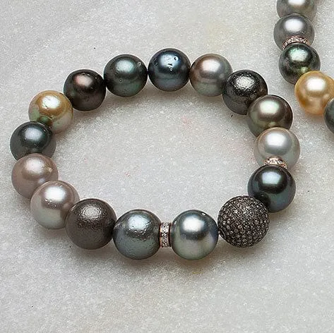 Tahitian Pearl Bracelet with One Micro-Pave Ball