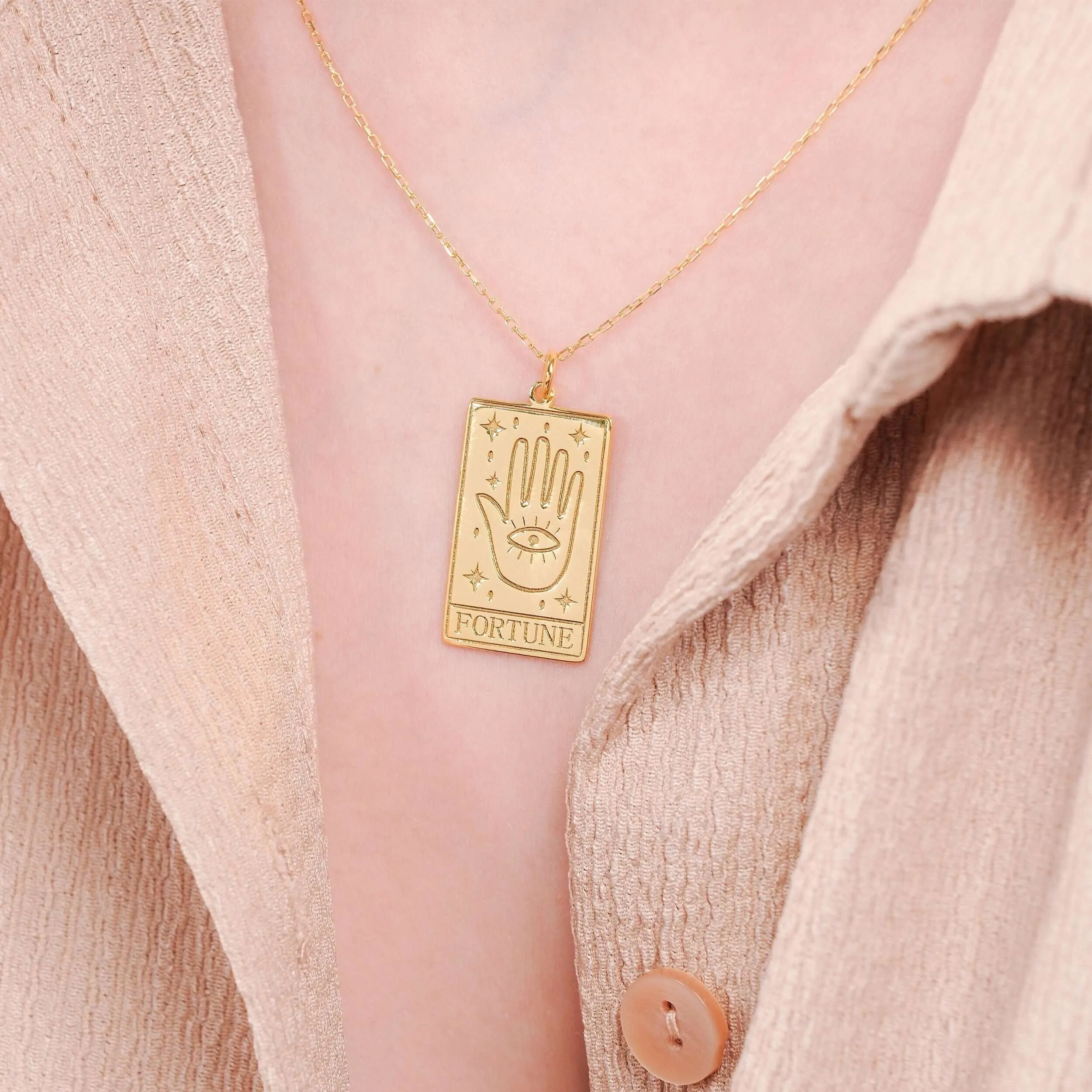 Tarot Card Necklace the Fortune| 14K Gold Vermeil