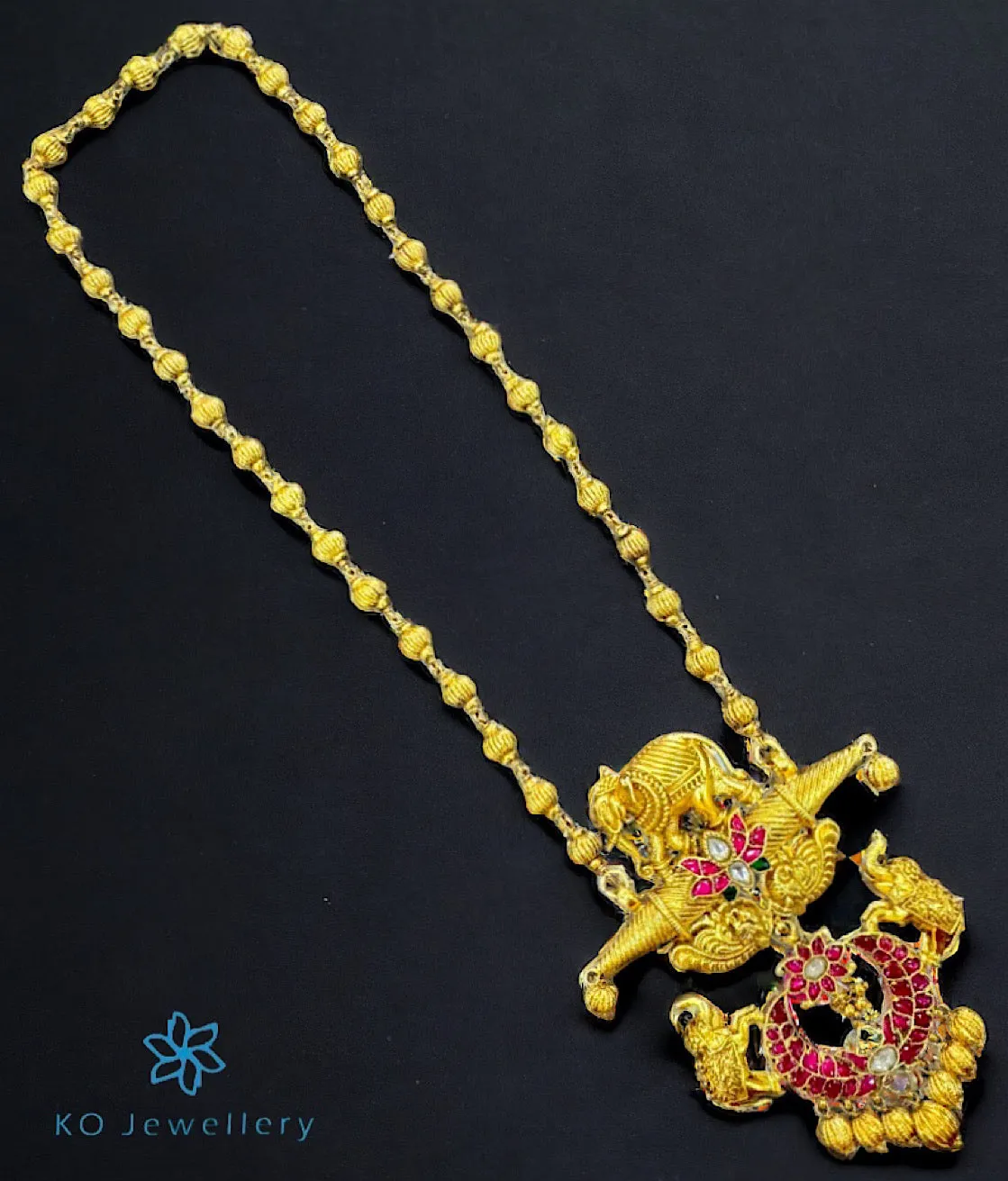 The Gajavakra Silver Kundan-Polki Necklace