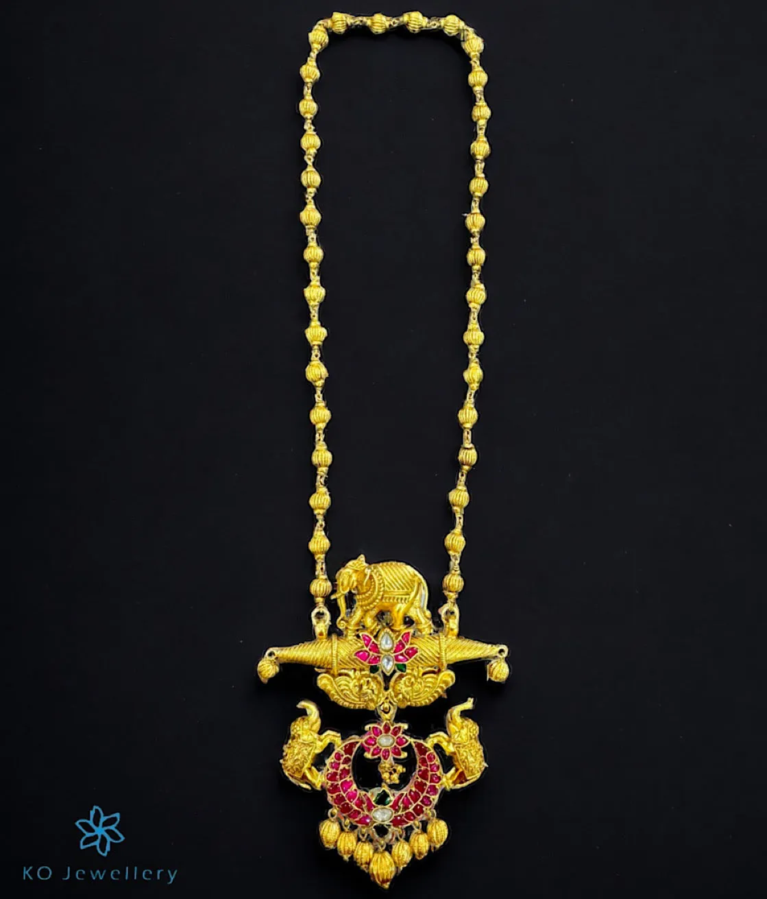 The Gajavakra Silver Kundan-Polki Necklace