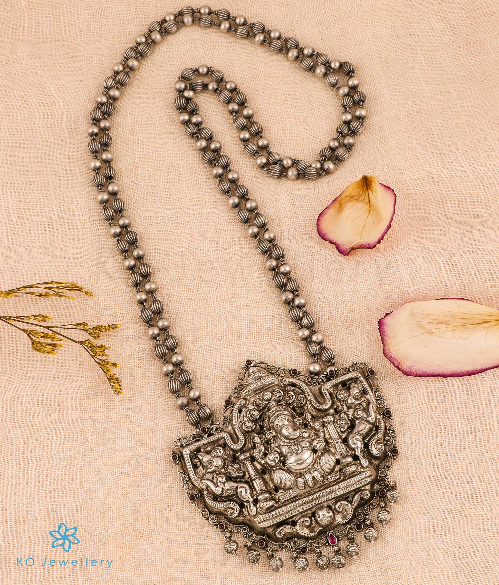 The Mahaganapati Silver Nakkasi Beads Necklace