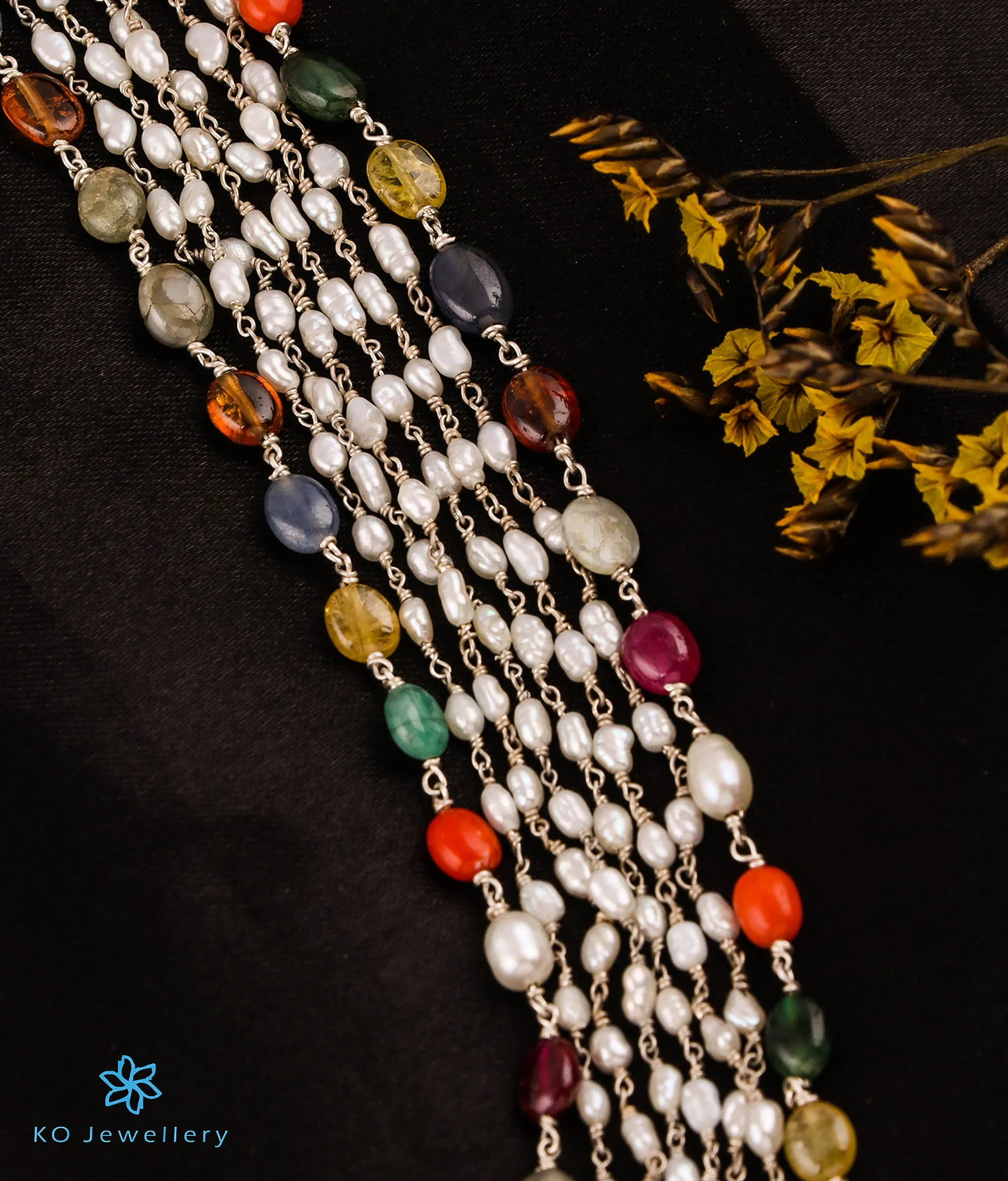 The Mira Multilayered Pearl & Navratna Necklace