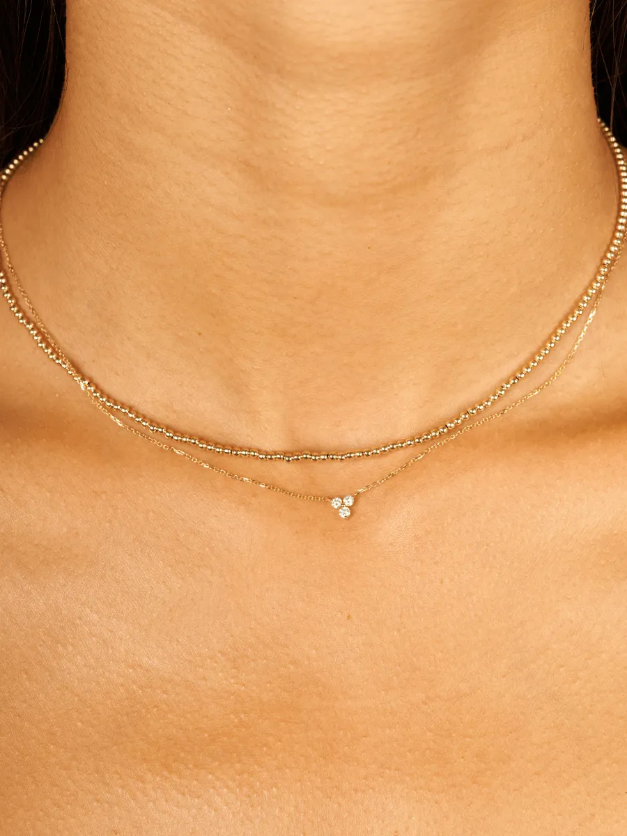 Elegant Tiny Trio Diamond Necklace in 14K Gold - Dainty and Delicate Jewelry Accessory