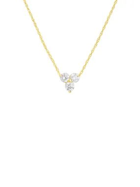 Elegant Tiny Trio Diamond Necklace in 14K Gold - Dainty and Delicate Jewelry Accessory