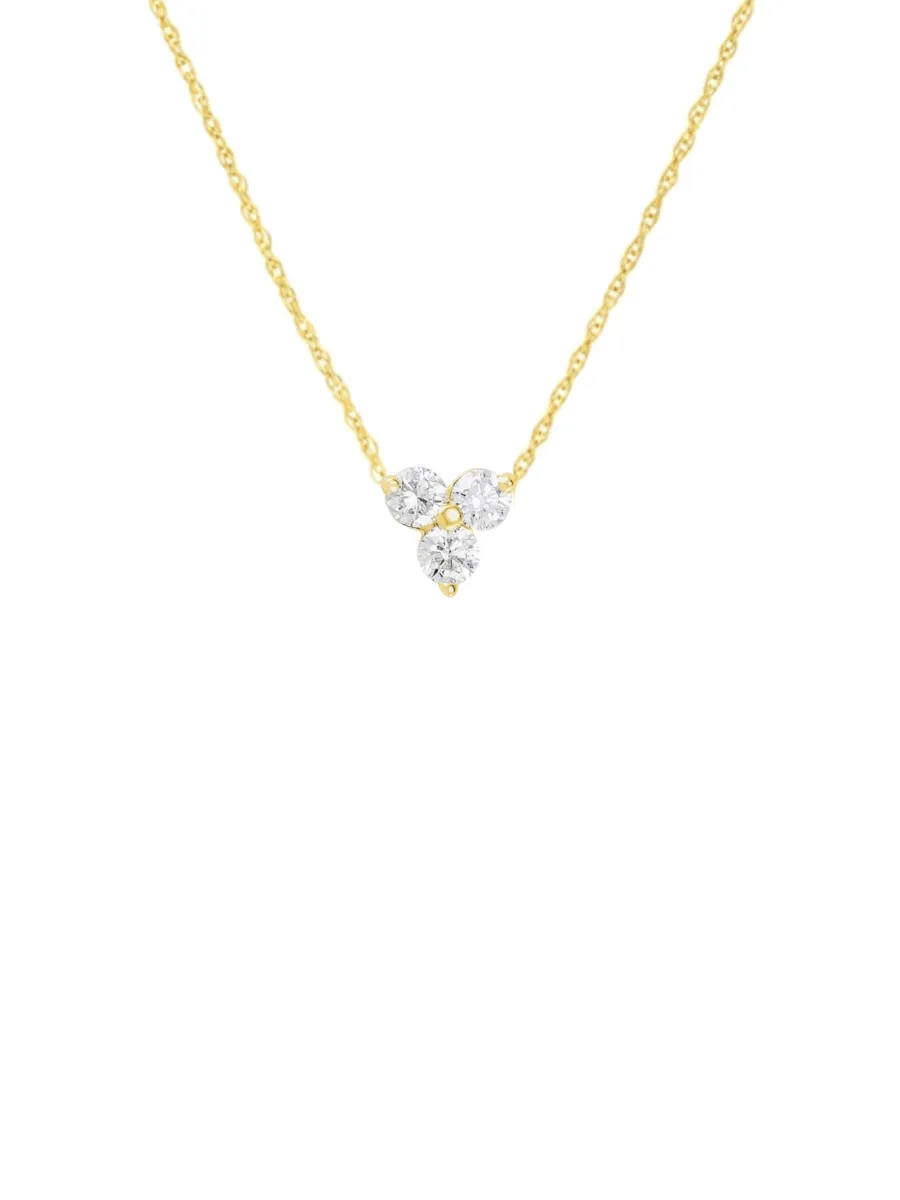 Elegant Tiny Trio Diamond Necklace in 14K Gold - Dainty and Delicate Jewelry Accessory