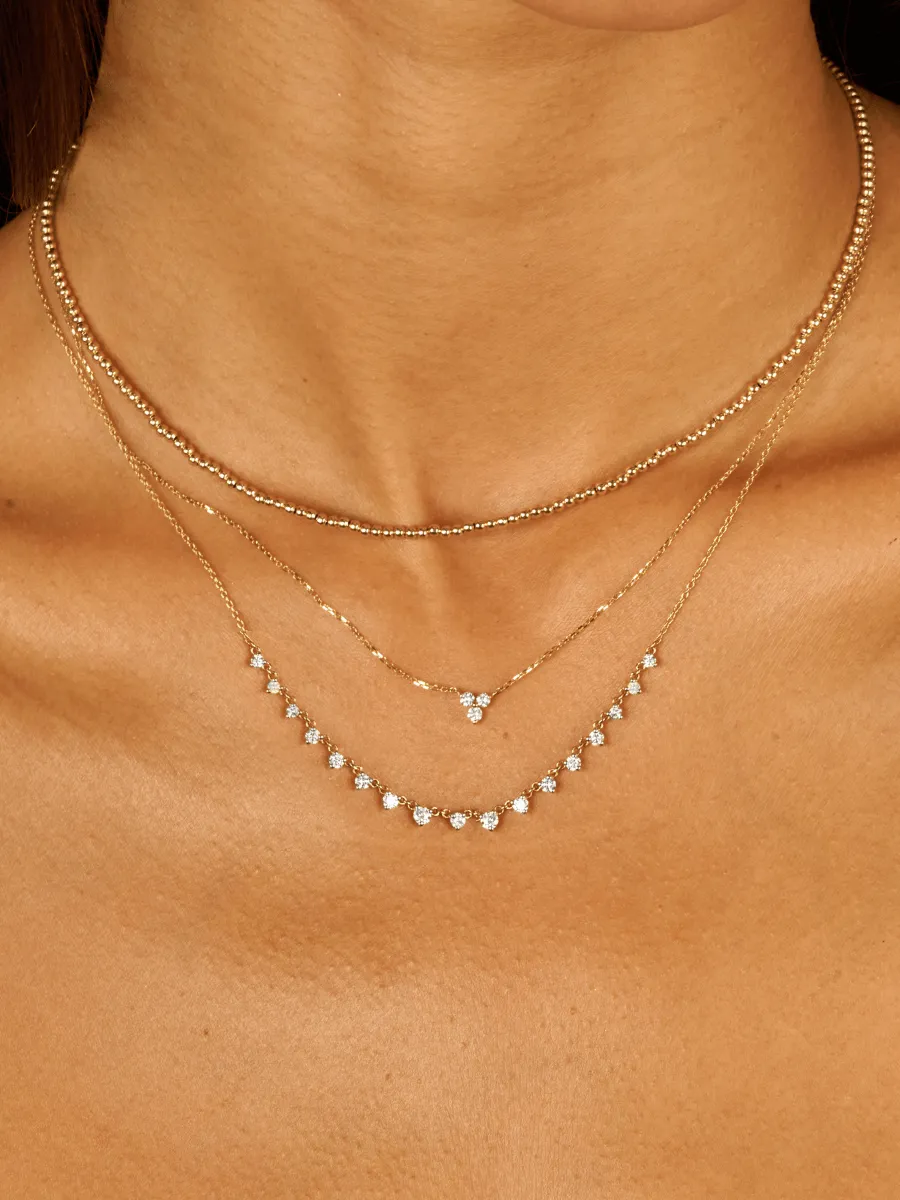 Elegant Tiny Trio Diamond Necklace in 14K Gold - Dainty and Delicate Jewelry Accessory