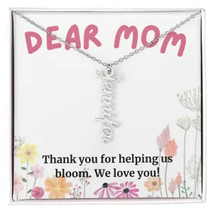 To Mom Gift, Thank You For Helping Us Bloom, Custom Multi Children Name Necklace