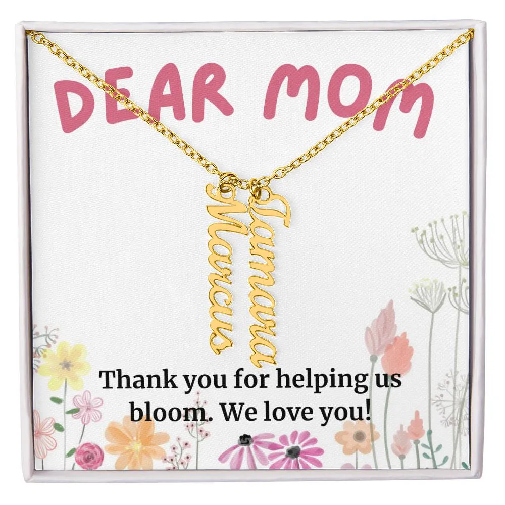 To Mom Gift, Thank You For Helping Us Bloom, Custom Multi Children Name Necklace