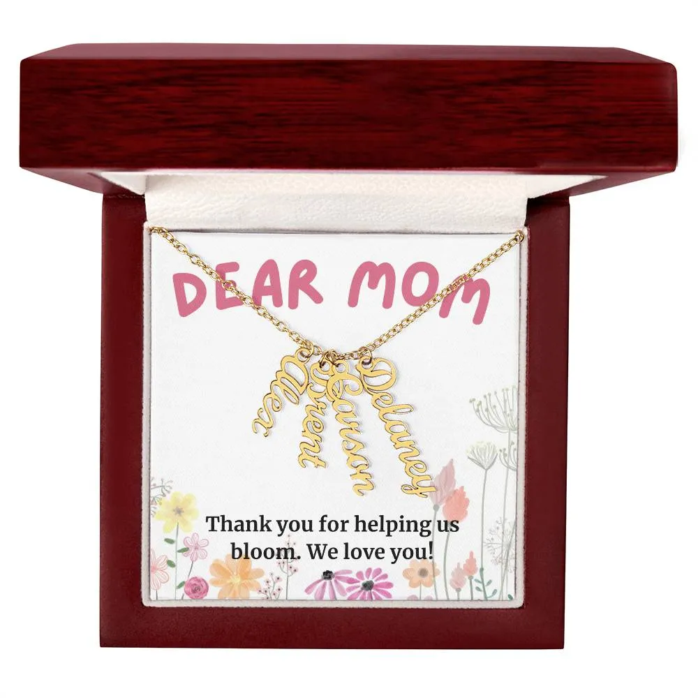 To Mom Gift, Thank You For Helping Us Bloom, Custom Multi Children Name Necklace