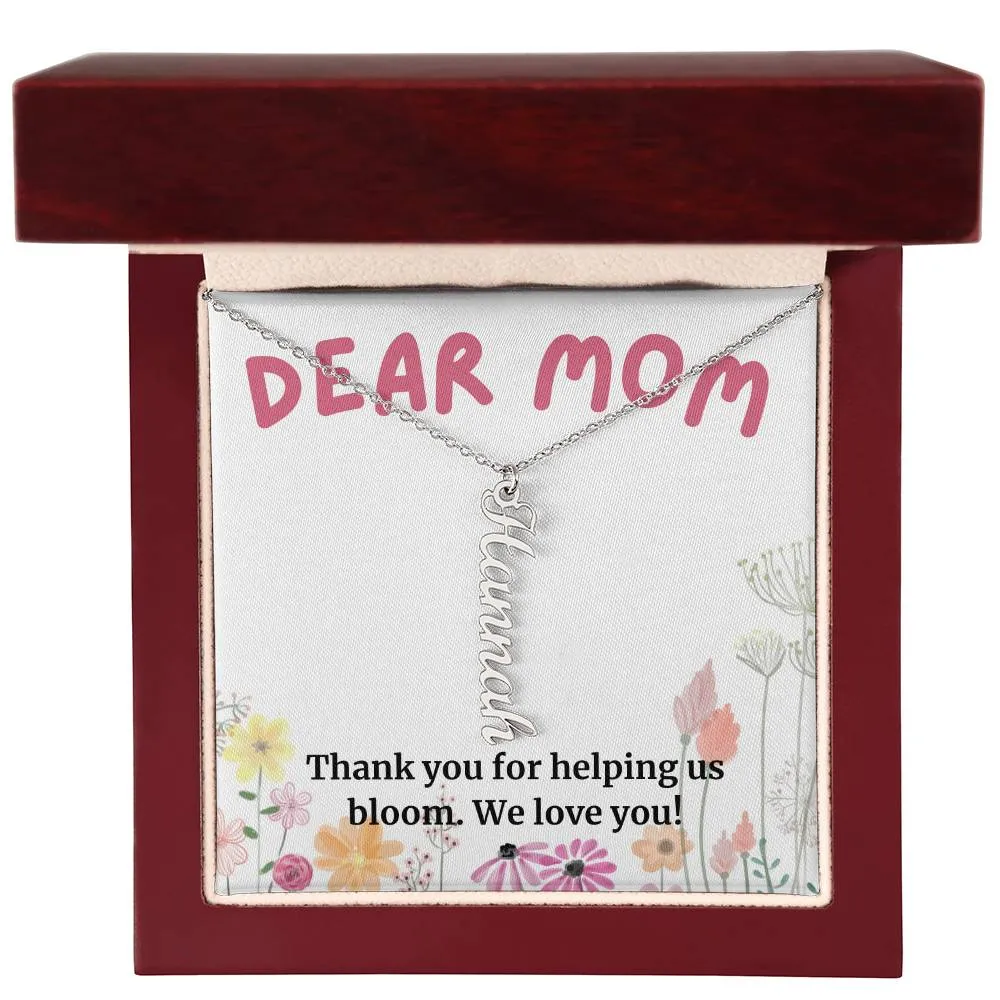 To Mom Gift, Thank You For Helping Us Bloom, Custom Multi Children Name Necklace