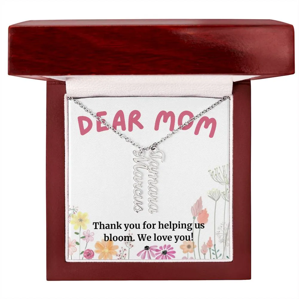 To Mom Gift, Thank You For Helping Us Bloom, Custom Multi Children Name Necklace