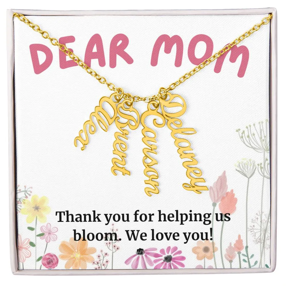 To Mom Gift, Thank You For Helping Us Bloom, Custom Multi Children Name Necklace