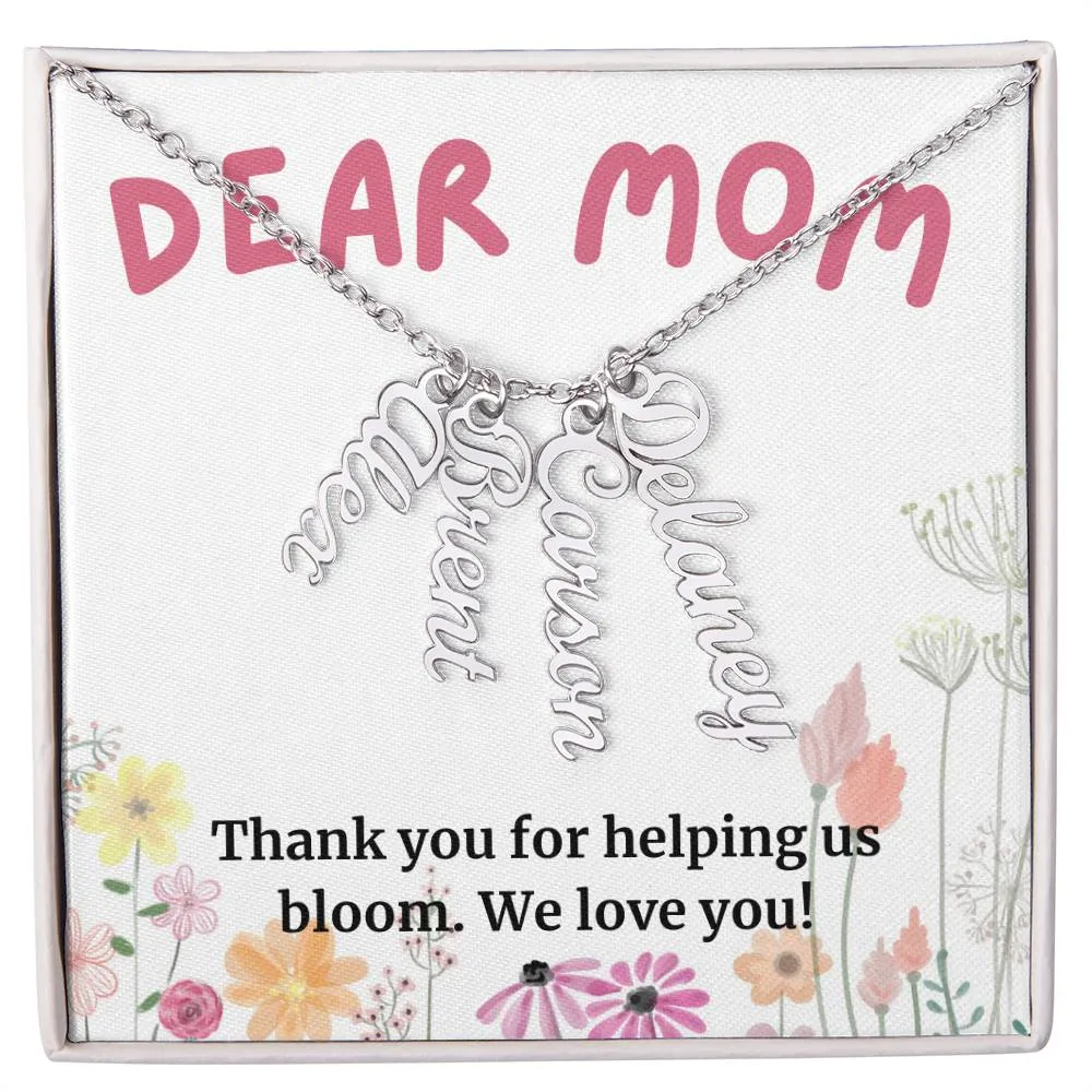 To Mom Gift, Thank You For Helping Us Bloom, Custom Multi Children Name Necklace