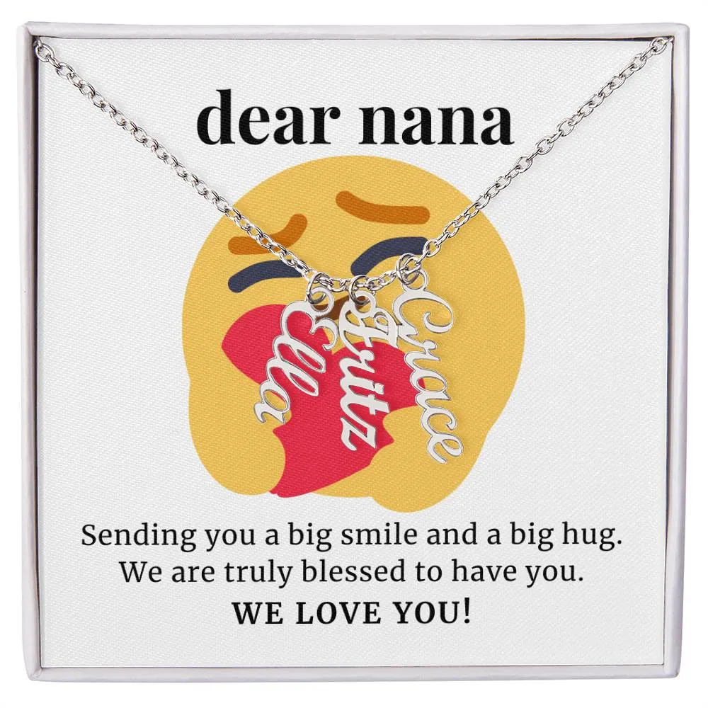 To Nana Gift, Sending You A Big Smile, Custom Multi Grandchildren Name Necklace