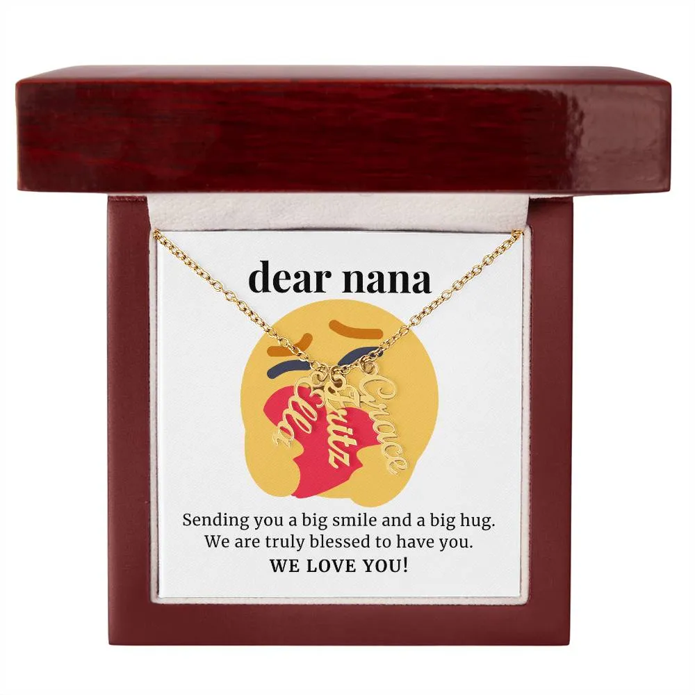 To Nana Gift, Sending You A Big Smile, Custom Multi Grandchildren Name Necklace