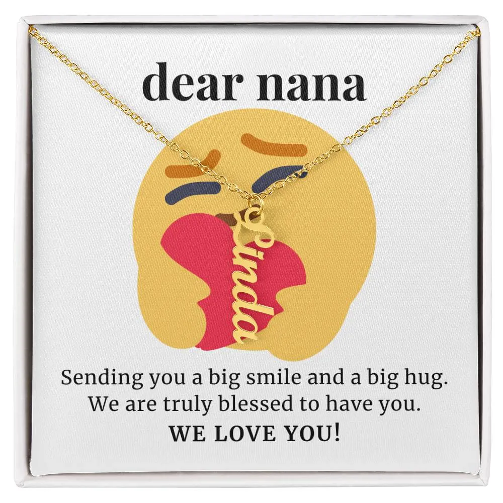 To Nana Gift, Sending You A Big Smile, Custom Multi Grandchildren Name Necklace