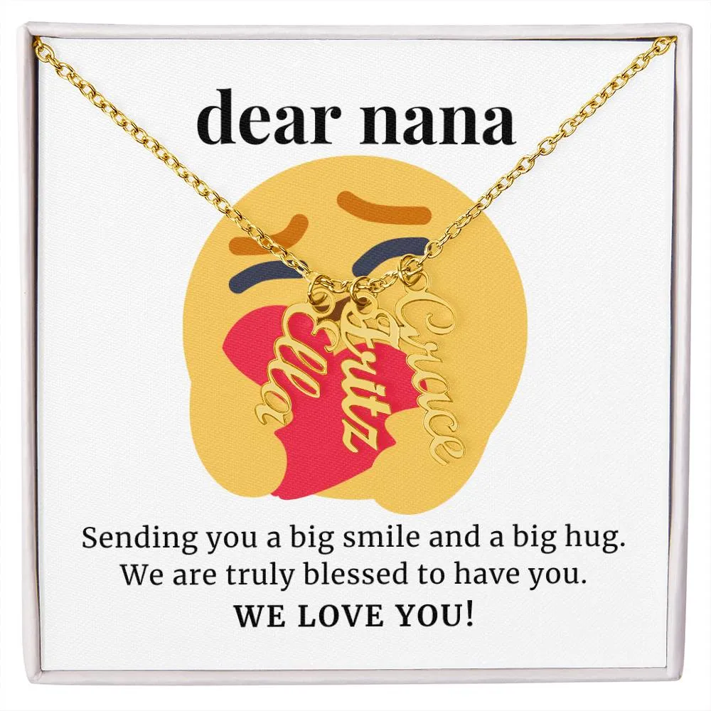 To Nana Gift, Sending You A Big Smile, Custom Multi Grandchildren Name Necklace