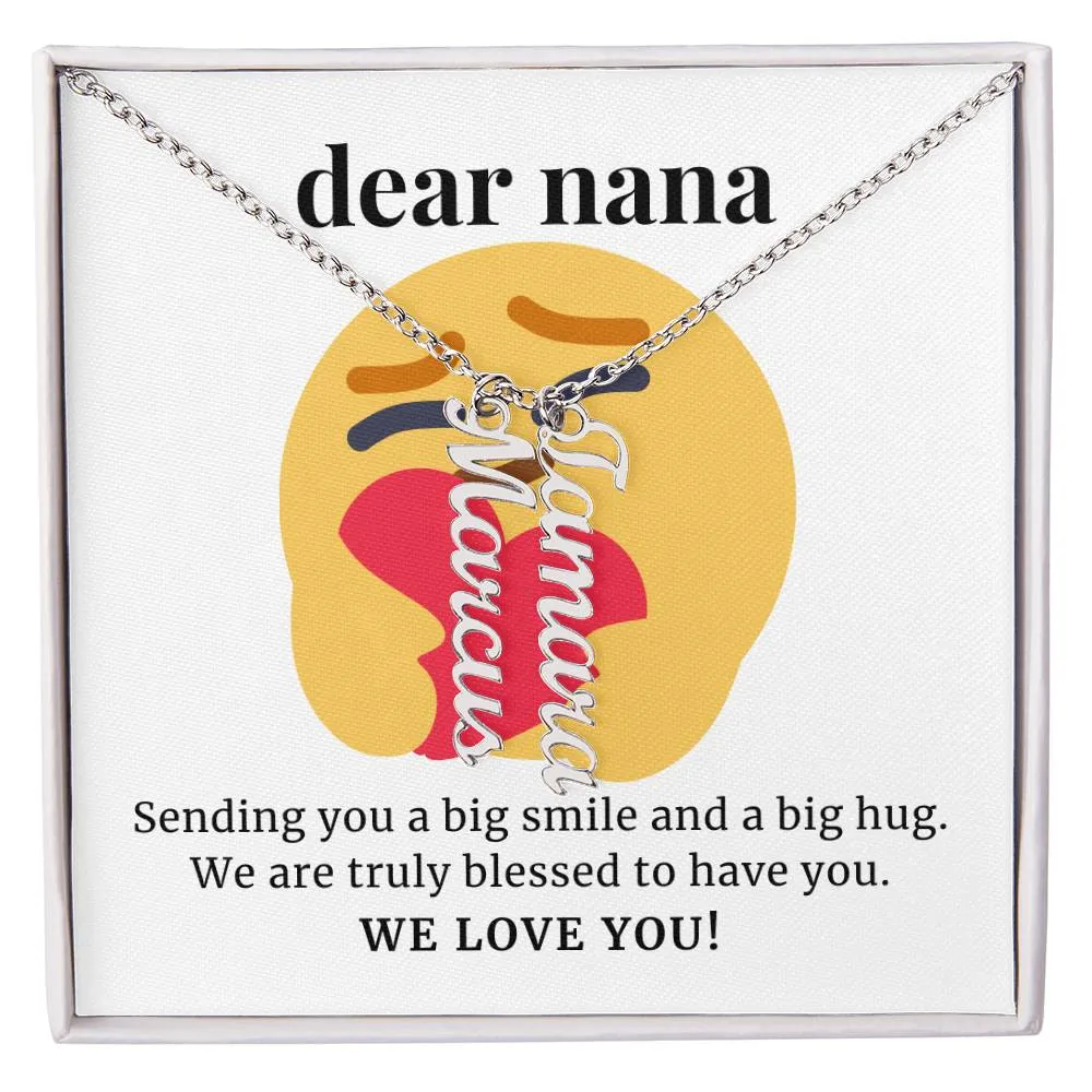 To Nana Gift, Sending You A Big Smile, Custom Multi Grandchildren Name Necklace