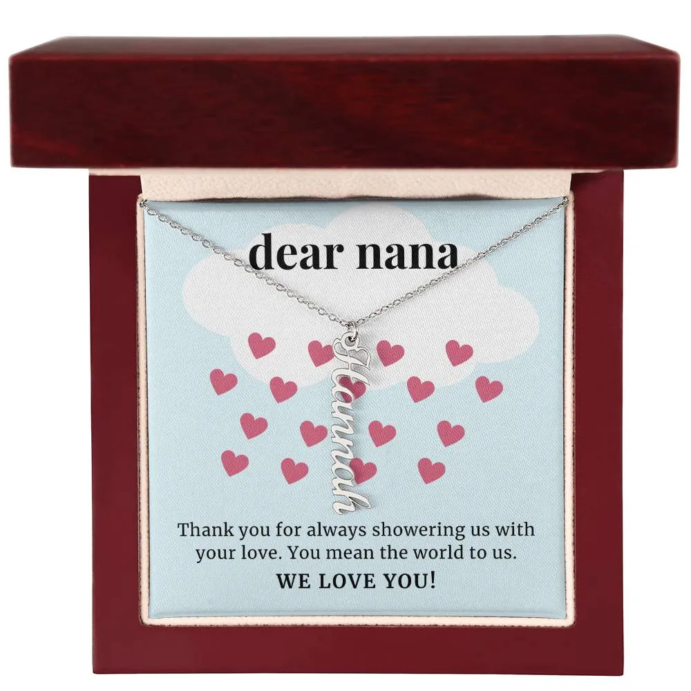 To Nana Gift, Showering Us With Your Love, Custom Multi Grandchildren Name Necklace