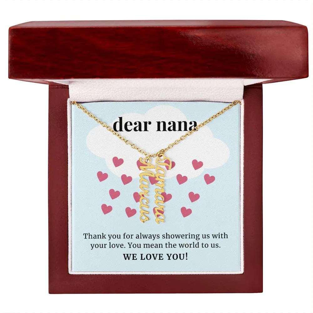 To Nana Gift, Showering Us With Your Love, Custom Multi Grandchildren Name Necklace