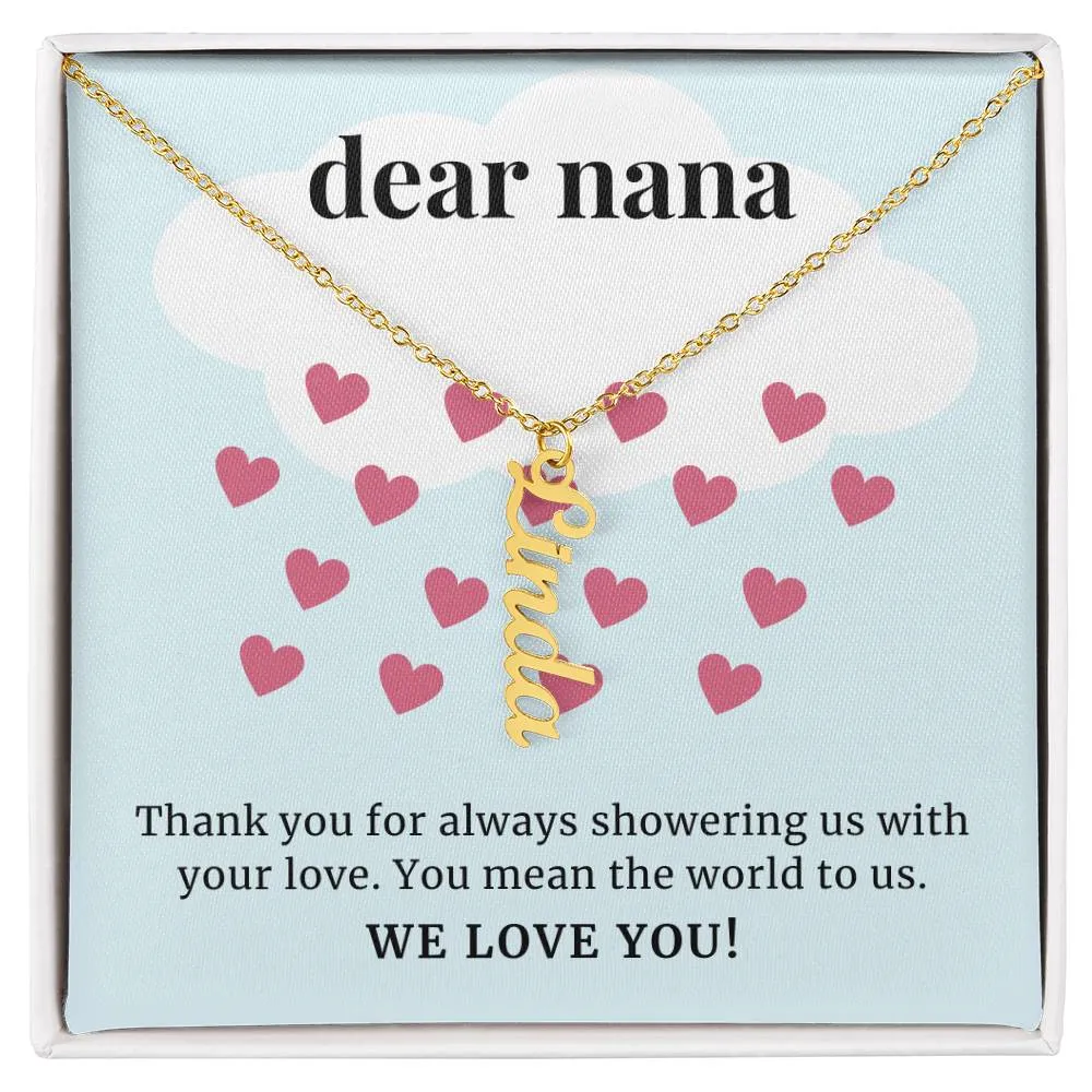 To Nana Gift, Showering Us With Your Love, Custom Multi Grandchildren Name Necklace