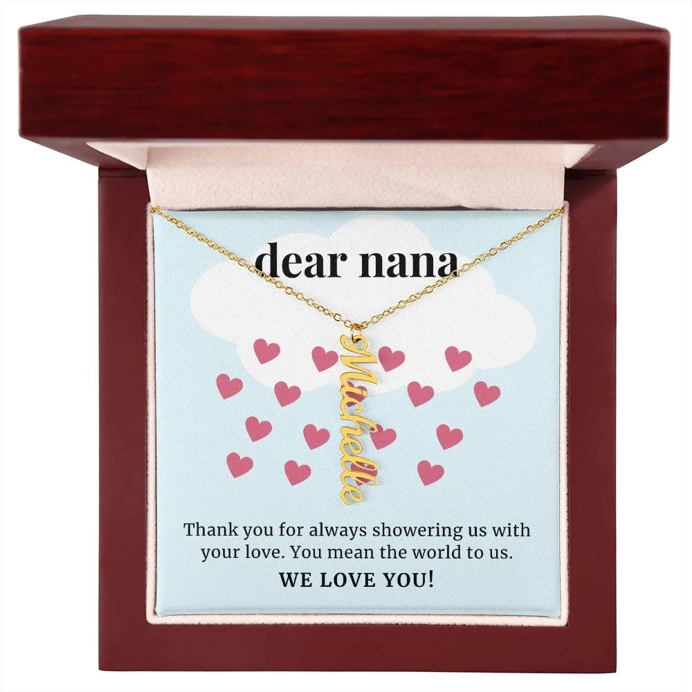 To Nana Gift, Showering Us With Your Love, Custom Multi Grandchildren Name Necklace