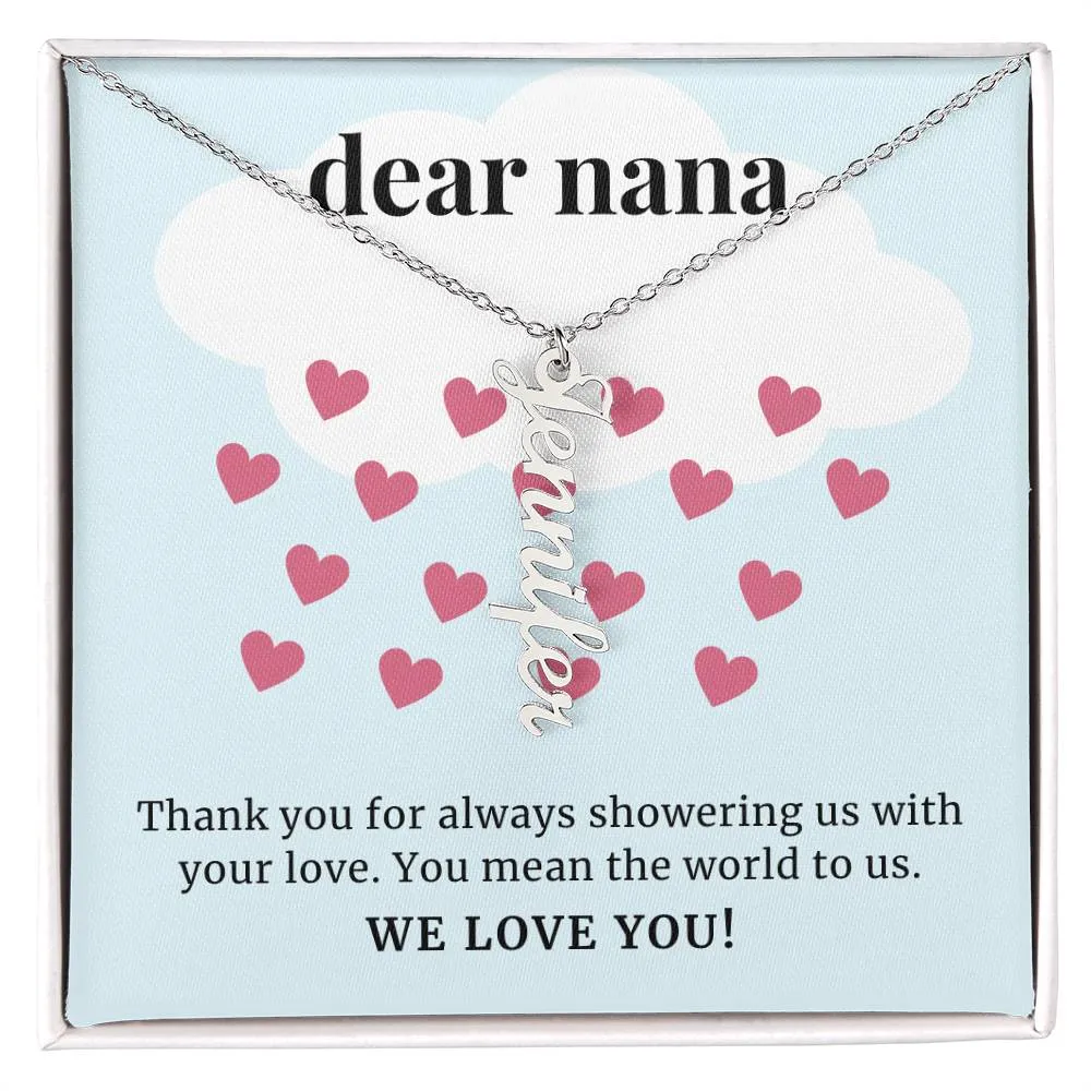 To Nana Gift, Showering Us With Your Love, Custom Multi Grandchildren Name Necklace