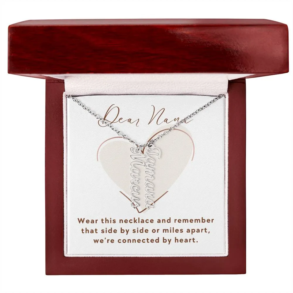 To Nana Gift, We're Connected By Heart Custom Multiple Grandchild Name Necklace