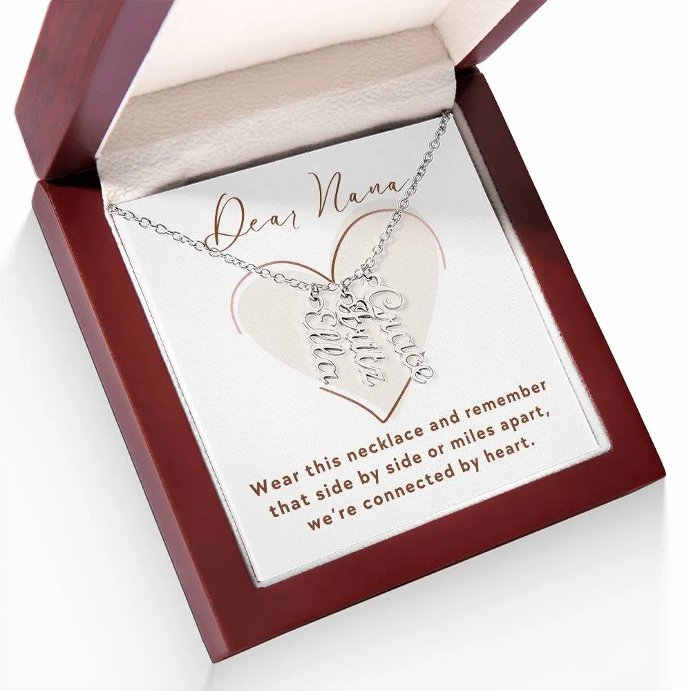 To Nana Gift, We're Connected By Heart Custom Multiple Grandchild Name Necklace