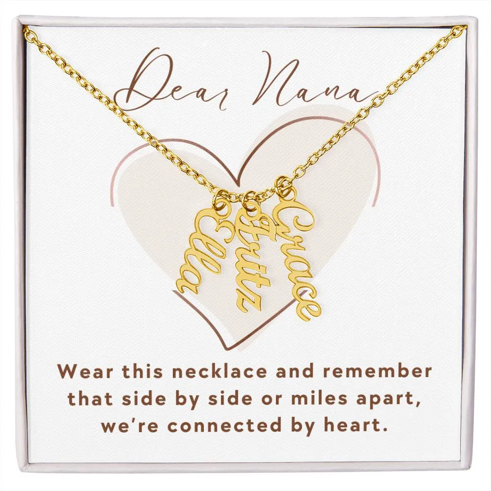 To Nana Gift, We're Connected By Heart Custom Multiple Grandchild Name Necklace