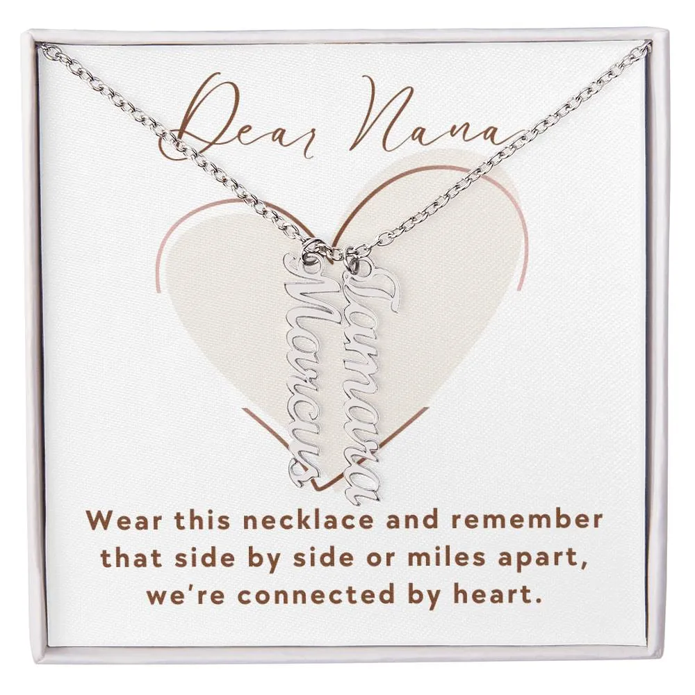 To Nana Gift, We're Connected By Heart Custom Multiple Grandchild Name Necklace