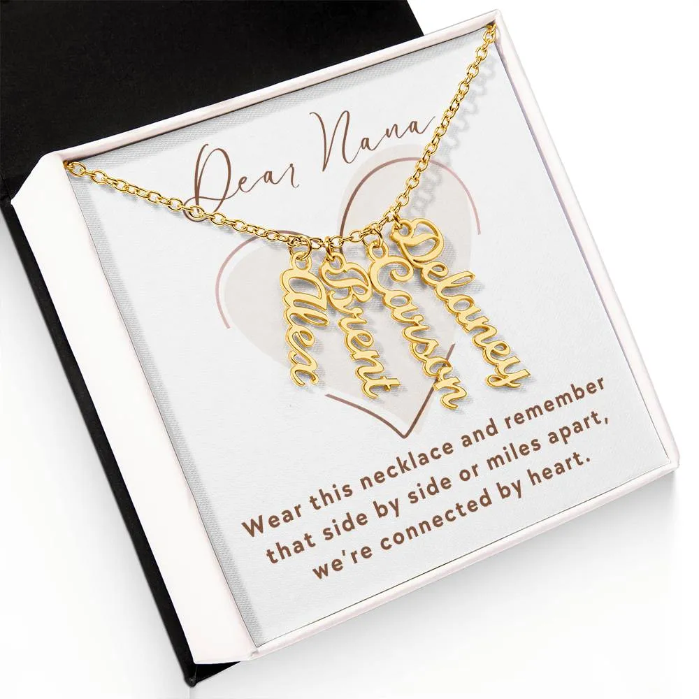 To Nana Gift, We're Connected By Heart Custom Multiple Grandchild Name Necklace