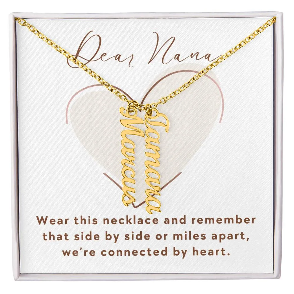 To Nana Gift, We're Connected By Heart Custom Multiple Grandchild Name Necklace