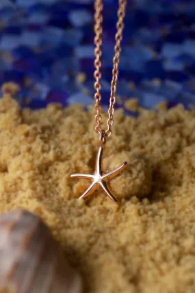 Underwater Star Fish Rose Gold Plated Sterling Silver Pendant Necklace